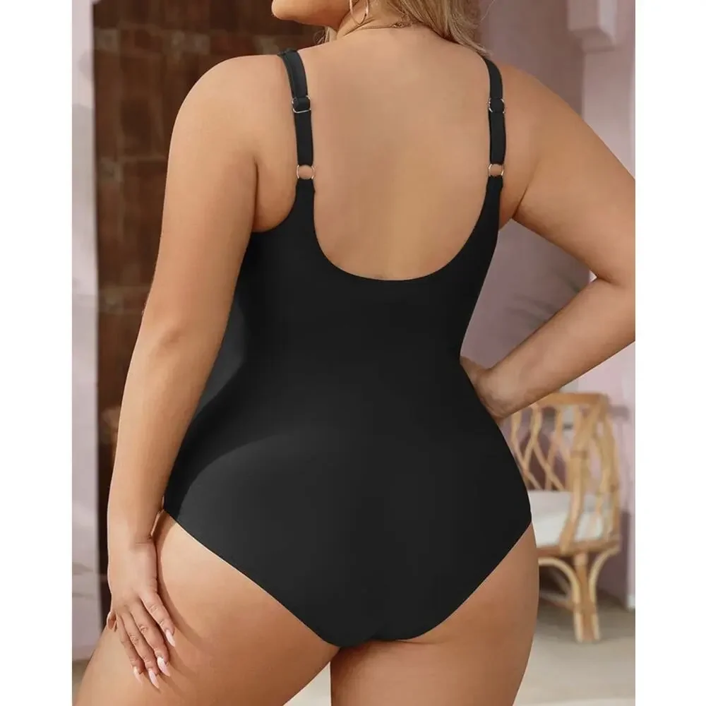 Tempt Me Women Plus Size One Piece Swimsuit Black Size 16W